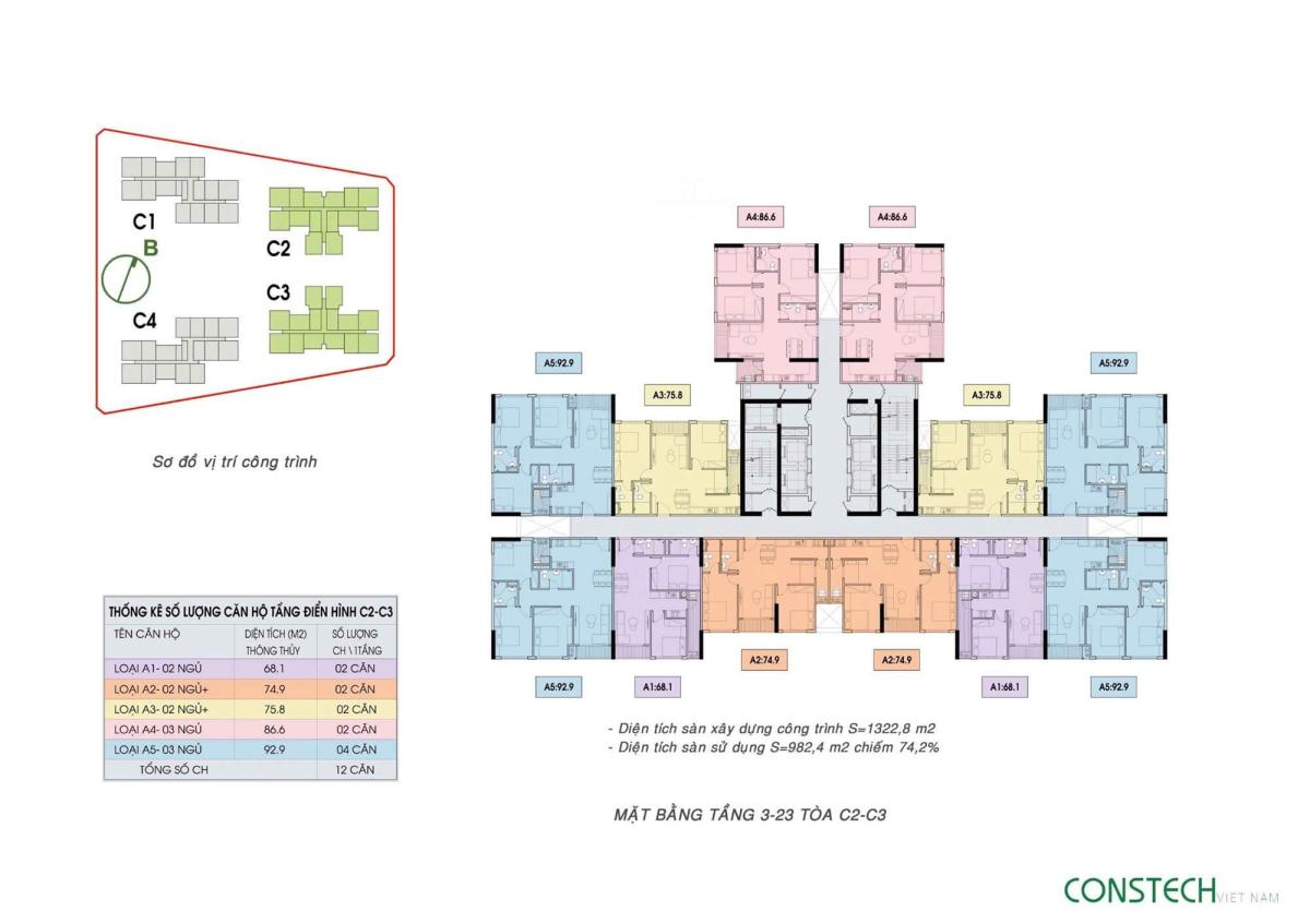  Mặt bằng tầng 6-23 tòa C1 An Bình Homeland 
