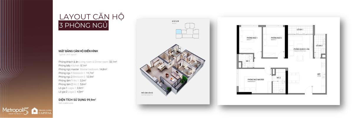 Thiet ke căn hộ 2PN Metropoli5 Nam An Khánh mẫu 1