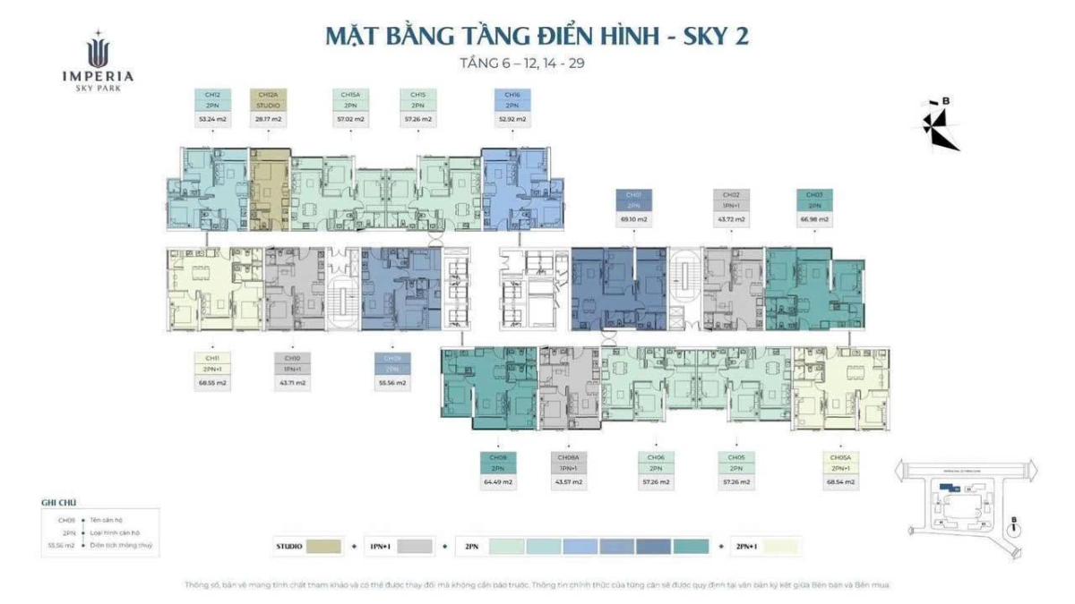  Mặt bằng chi tiết Tòa SKY 2 Imperia Sky Park 